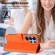 thumbnail image 4 of Funda de Cuero Tipo Billetera para Samsung Galaxy S26 Plus 5G 6.7", con Tarjetero, Pulsera, Soporte a Prueba de Golpes con Relieve de Patrón Feliz, Naranja, para Galaxy S26 Plus 5G, 4 of 9