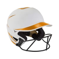 Casco Mizuno F6 Para Adultos, Lanzamiento Rápido, Softball, Con Máscara, Blanco Y Naranja