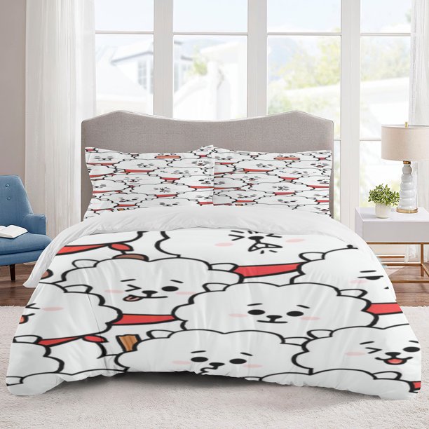 BT21 Bedding Sets Cartoon Duvet Cover Lightweight 3 Piece Bet Sets for Kids Boys Girls