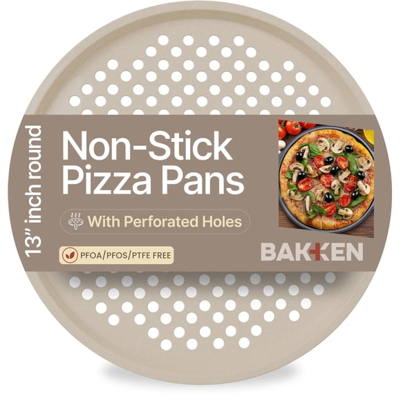 Molde para pizza Bakken redondo perforado de acero al carbono blanco