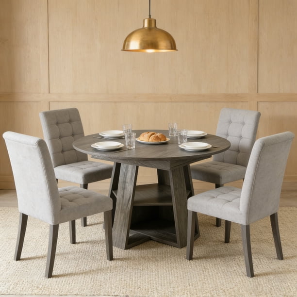 43.3in-59in Extendable Round Dining Table for 4-8,Modern Kitchen Oval Dining Table with Removable Leaves Space Saving,Wood Base with Storage Shelf for Kitchen Living Room (Wood Color)