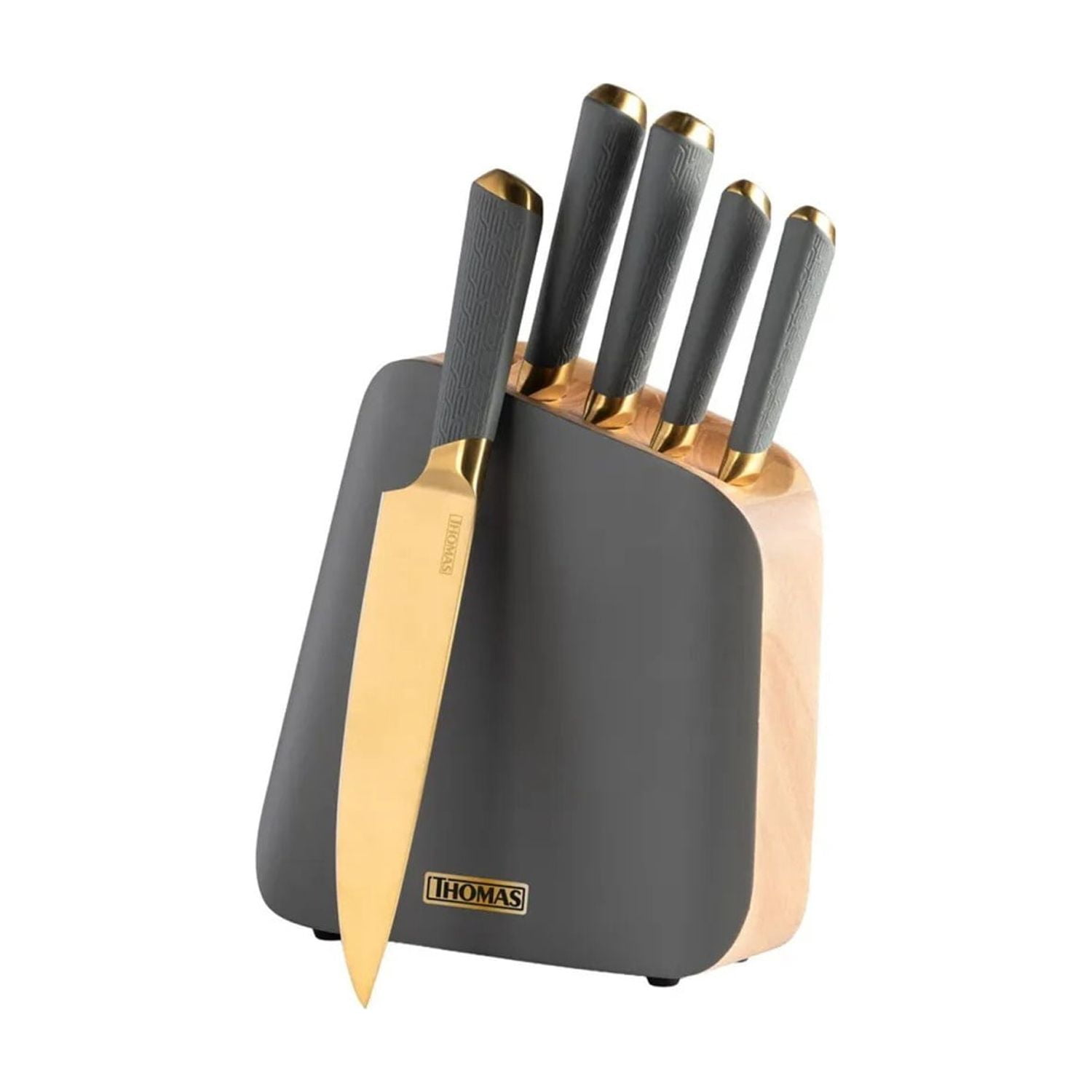 Thomas - Set De Cuchillos 6p Th Mt06gd Chef Negro Dorado