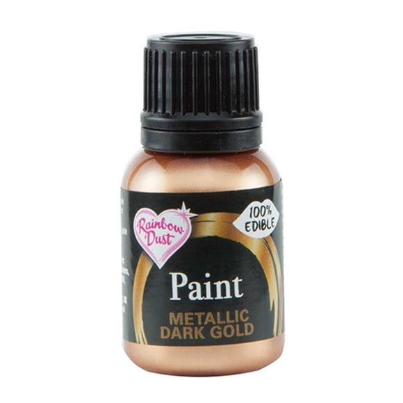 Pintura para alimentos Rainbow Dust metalizado, oro oscuro, 25 ml, comestible