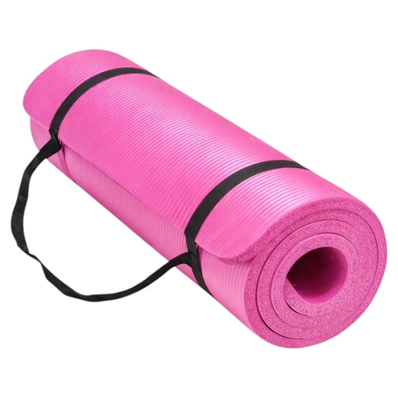 Mat de Yoga Fitness 10 mm 181x61 cm con Correa de Transporte Rosado
