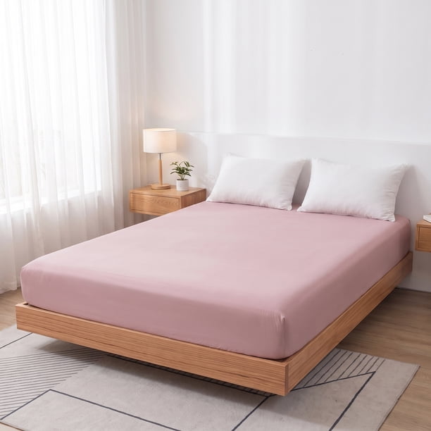 REGALWOVEN Sábanas Ajustadas de Microfibra para Comodidad y Transpirabilidad en Todas las Estaciones Rosa Claro 1 PC 78.0x79.9 pulgadas