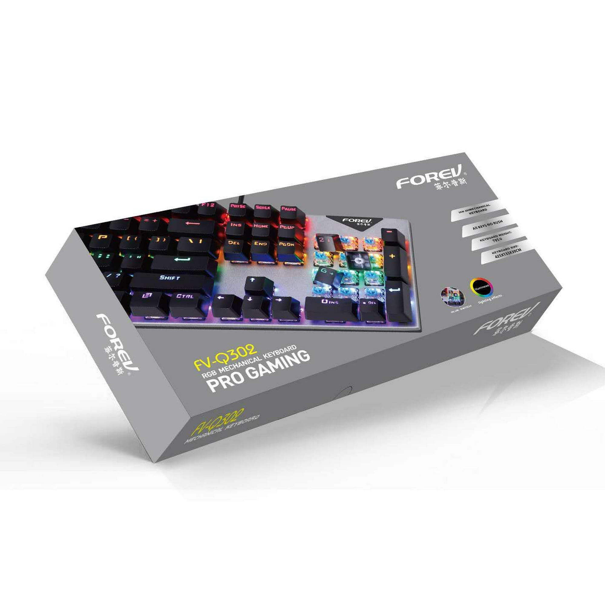 Genérico - Teclado Gamer Mecanico Forev Ingles, Negro Con Luz Rgb, Usb