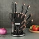 thumbnail image 2 of Set Cuchillos De Cocina 9 Piezas Con Base Giratoria Marmoleado Negro Plateado, 2 of 3