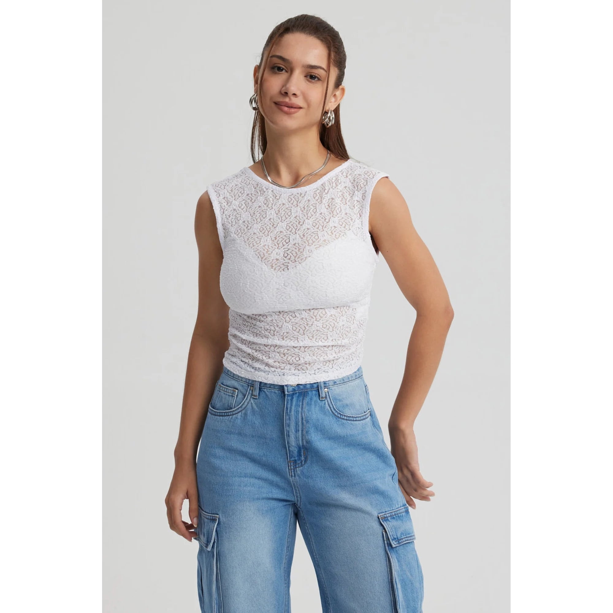 Fashionspark - Polera Mujer Encaje Blanco - Lv