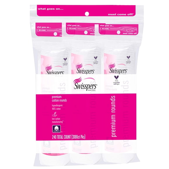 Discos de algodón Swisspers 240 unidades (3×80 paquetes)