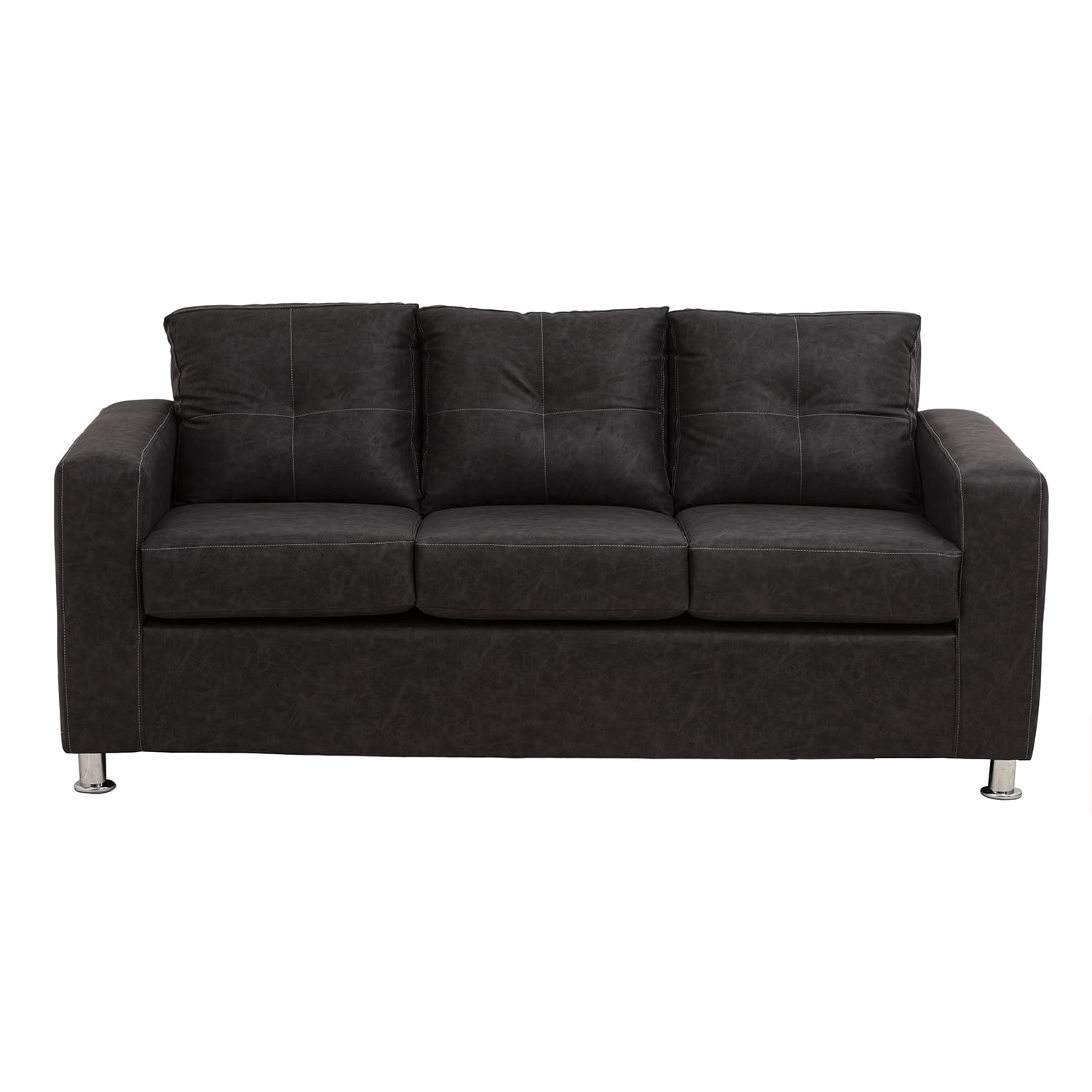 Muebles América - Sofá George 3 Cuerpos Cuero Auris Negro