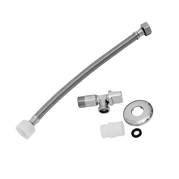 Kit Llave Paso Angular + Flexible De 30 Cms + Adaptador 7/8