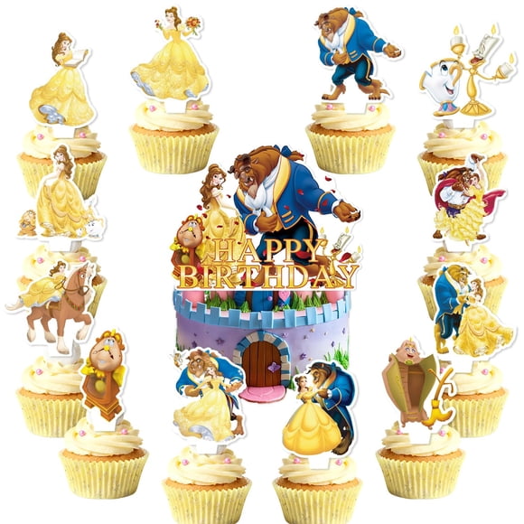 Suministros para fiestas de cumpleaños LDAKZFV La bella y la bestia, 25 piezas