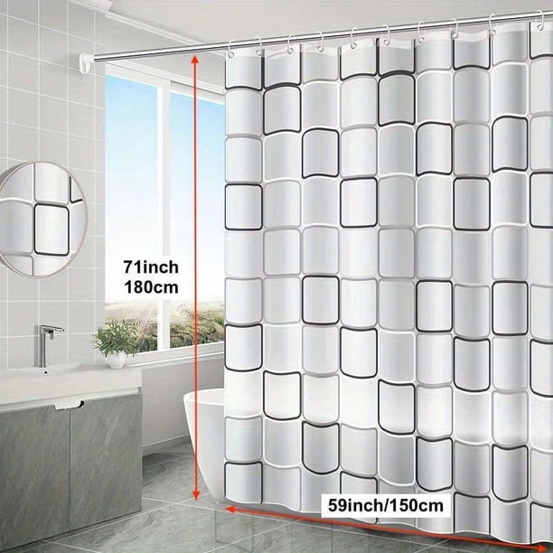 Upgrade Your Bathroom Decor with our Checkered PEVA Shower Curtain - Waterproof, Mildew-Proof, and Comes with 12 Hooks for Easy Installation!