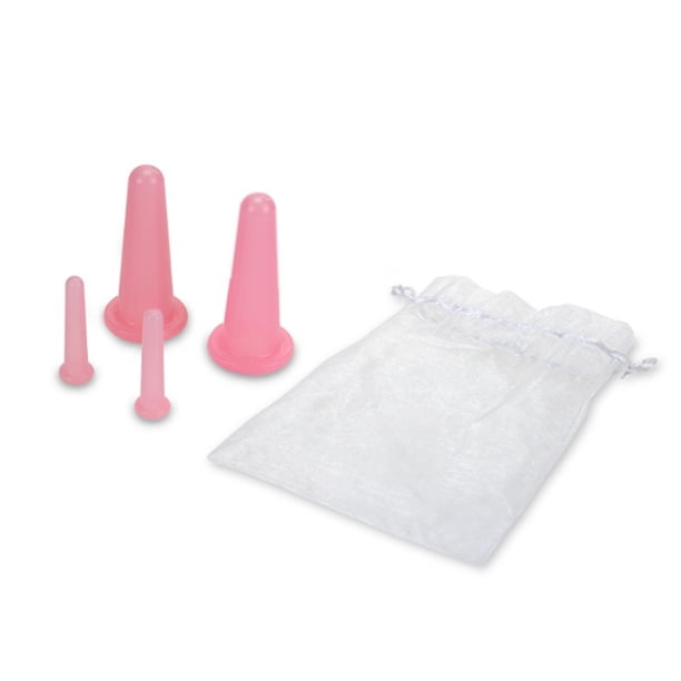 4 Pcs Silicone Facial Cupping Set Vacuum Massage Cup Kit Natural Silicone Facial Massage Cup Anti-Aging Beauty Tool