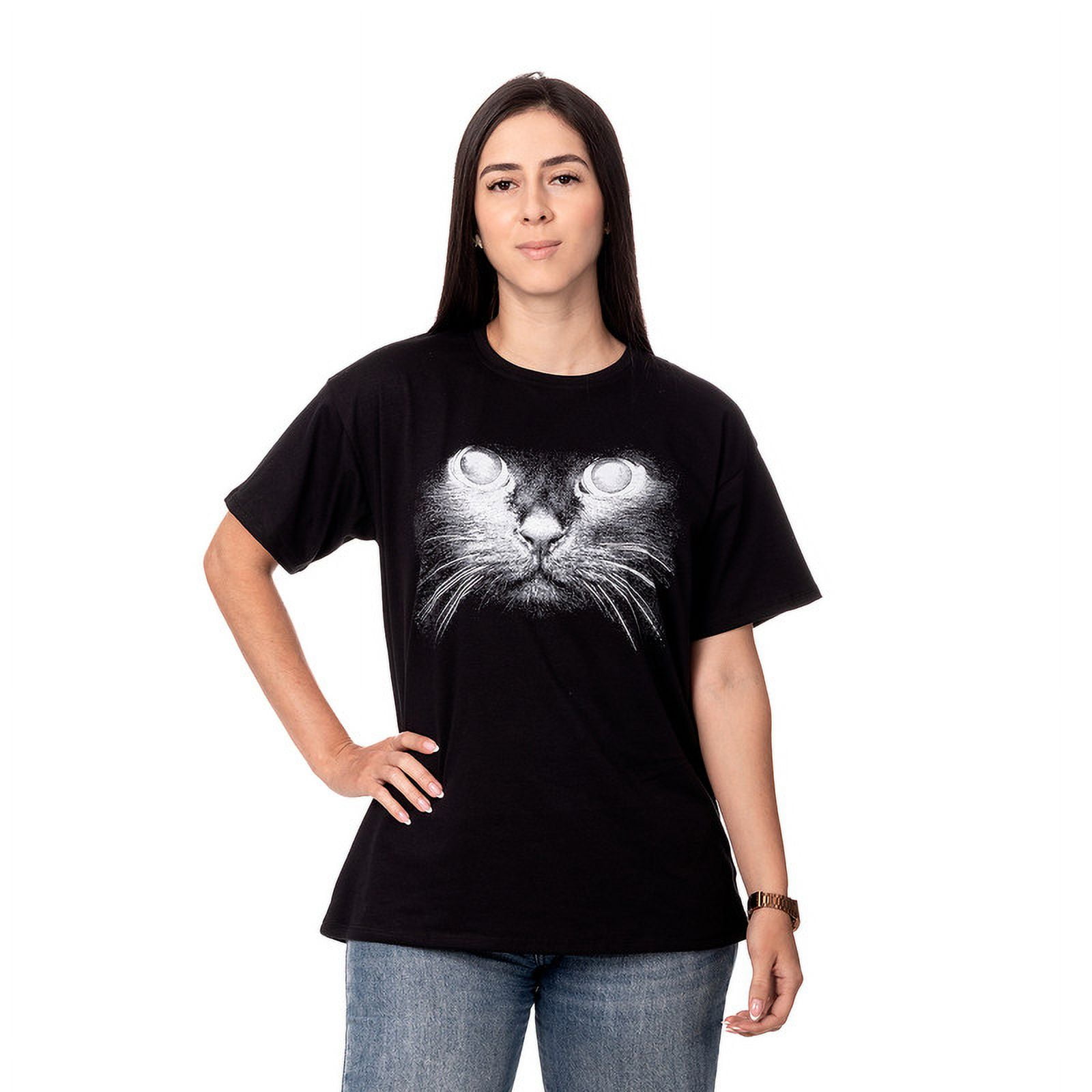 Polera Mujer Oversize Estampado Cat Negro Sigel Talla M