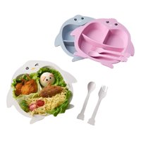 Genérico - Set 3 Platos Silicona Forma Pingüino Entrenamiento Niños Lau