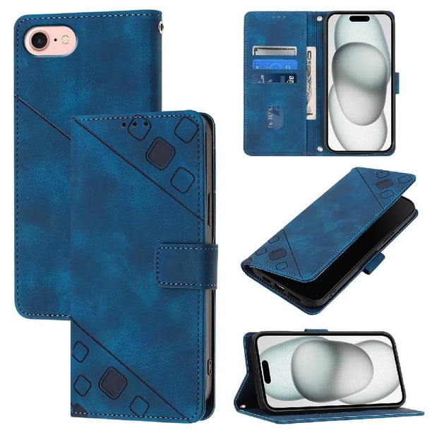 Funda Cartera para iPhone 16e con Soporte y Ranuras, Resistente a Golpes y Rayones Azul