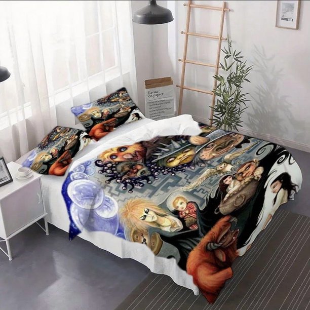 3pcs Labyrinth Duvet Cover Set - Includes Bedspread + Pillowcases No Inserts Needed for Home or College Use