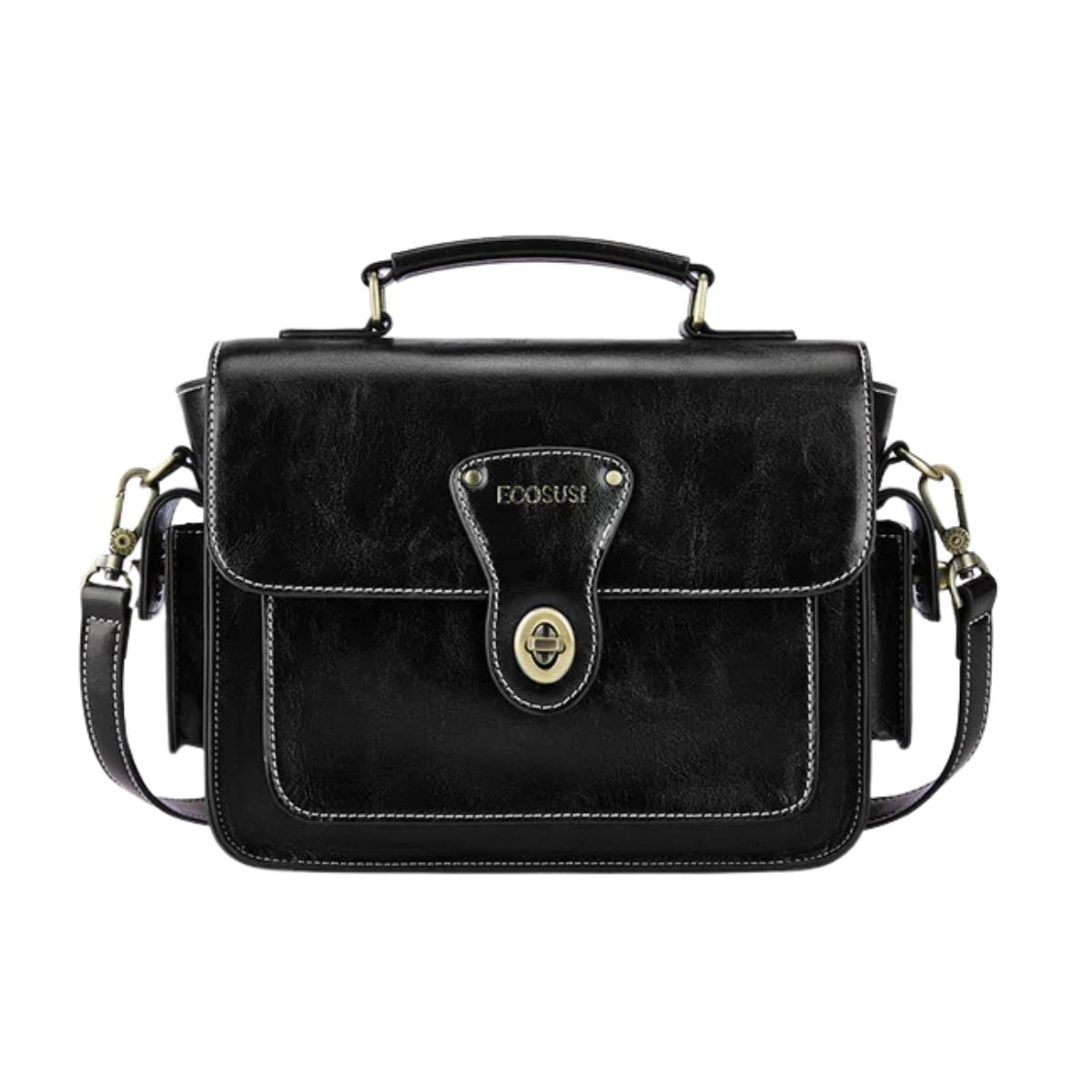 Ecosusi Bolso Mensajero Alison De Cuero Vegano - Negro