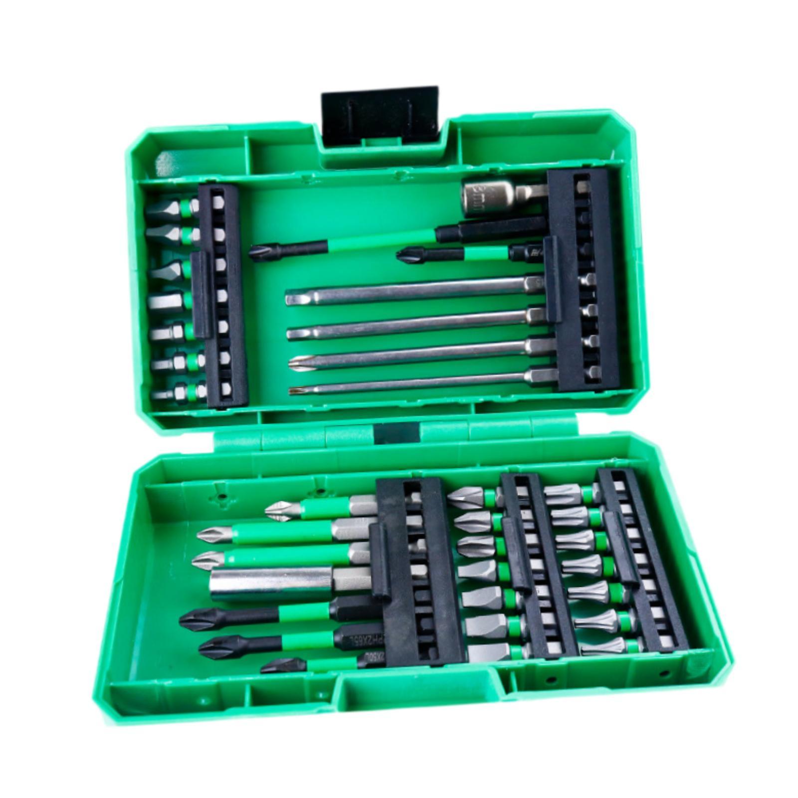 Magideal - Juego De 35 Puntas De Destornillador Con Caja De Almacenamiento, Multiusos, Para Madera, Metal, Cemento, Destornilladores Resistentes De 5,9 X 4 X 1,8