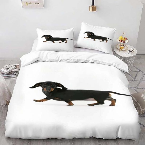 Dachshund Theme Bedding Set | Includes 1 Duvet Cover and 2 Pillowcases Soft and Comfortable Suitable for All Seasons