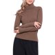thumbnail image 1 of Blusa de Suéter de Cuello Alto para Mujer de Manga Larga de Punto Acanalado L Marrón, 1 of 6
