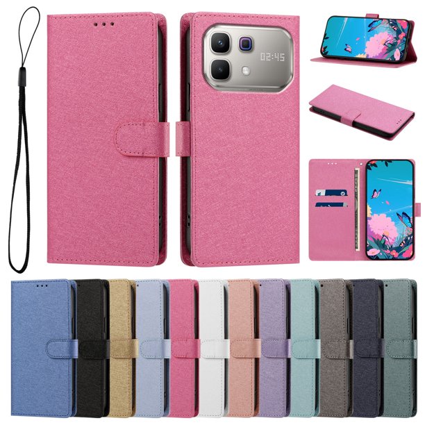 Cartera Protectora para Infinix Note 60 con Soporte, Rojo Rosa