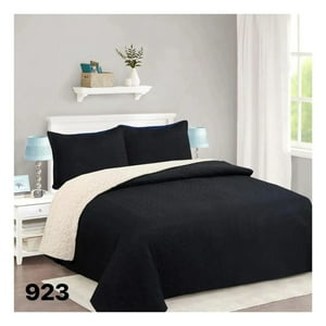 Genérico - Cubrecama Sherpa 1.5 Plazas - Negro M923