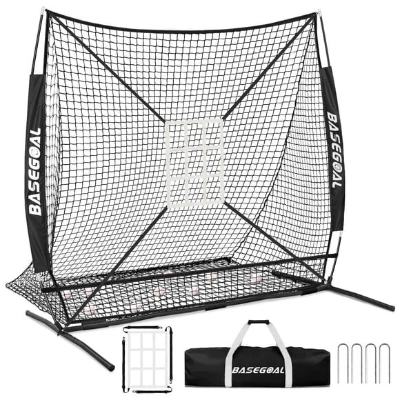 Red de béisbol, portería base de 6 x 6 pies con zona de ataque y bolsa