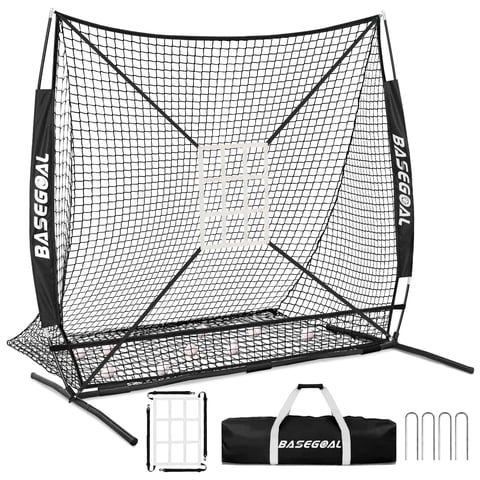 Basegoal - Red De Béisbol, Portería Base De 6 X 6 Pies Con Zona De Ataque Y Bolsa