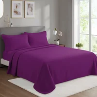 Casadeliacl - Juego De Sábanas Polar 2 Plazas Morado Claro Liso