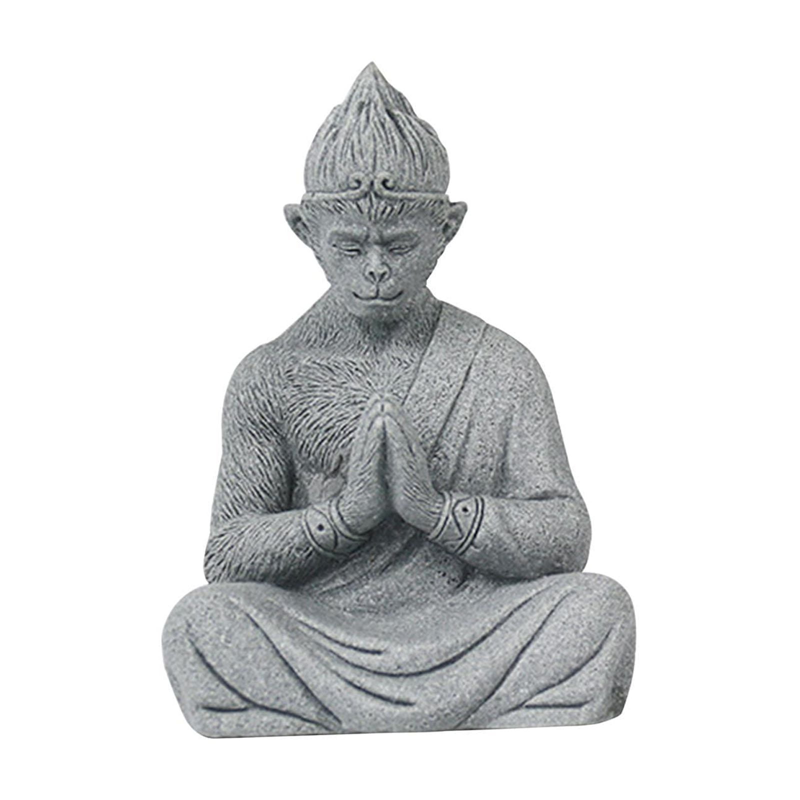 Bothyi - Estatua De Buda Mono, Colección De Esculturas Sun Wukong, Figura En Miniatura De Césped, 13,5x7x9,5 Cm, Oración