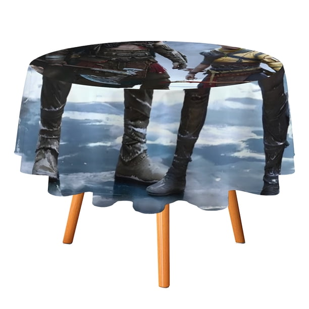 God of War Mantel Redondo con Estampado Icónico de Temática, Se Adapta a la Mayoría de Mesas, Fácil de Cuidar, Regalo Perfecto para Aficionados, Amigos y Familia.180cm