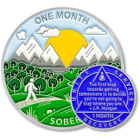 Moneda de sobriedad ZDQCB de 1 mes, ficha de recuperación AA, 35 mm