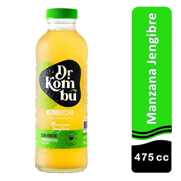 Kombucha Fruta Prensada En Frío Manzana Y Jengibre, 475 ml