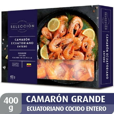 Camarón Ecuatoriano Grande Cocido Entero 400 G Selección