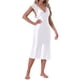 thumbnail image 4 of INSPIRE CHIC Camisón de Satén para Mujer con Encaje en el Escote en V, Sin Mangas, Vestido de Pijama Midi, Talla S, Blanco, 4 of 6