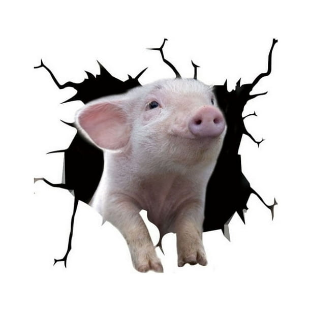 3D Piggy Wall Stickers, Creative Window Static Stickers, Self-adhesive Wall Art Decorations
