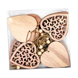Bothyi - 10 Uds. Colgante Hueco De Madera Para Árbol De Navidad Con Cuerdas Para Decoración De Invierno En Forma De Corazón