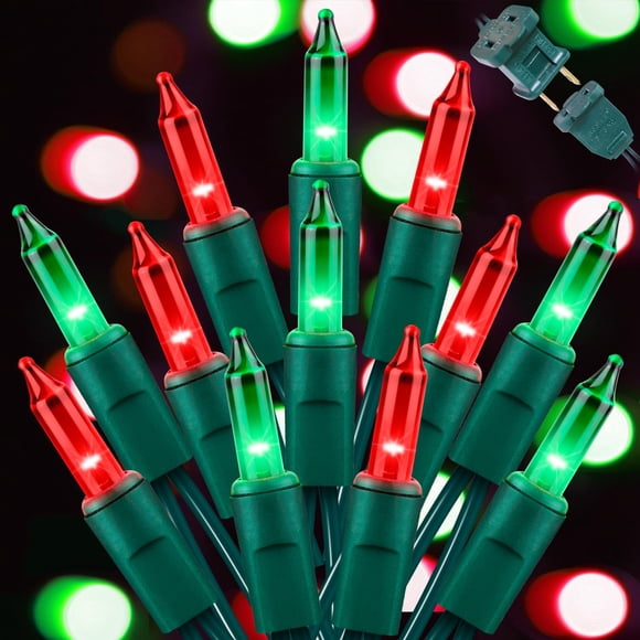 Luces navideñas LAMPHOME 100 rojas y verdes, 20 m, incandescentes
