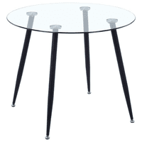 Habita2 Chile - Mesa Redonda Minimalista Negra De Vidrio 80Cm - Estructura Black