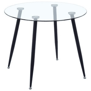 Habita2 Chile - Mesa Redonda Negra De Vidrio Minimalista 120Cm - Estructura Black