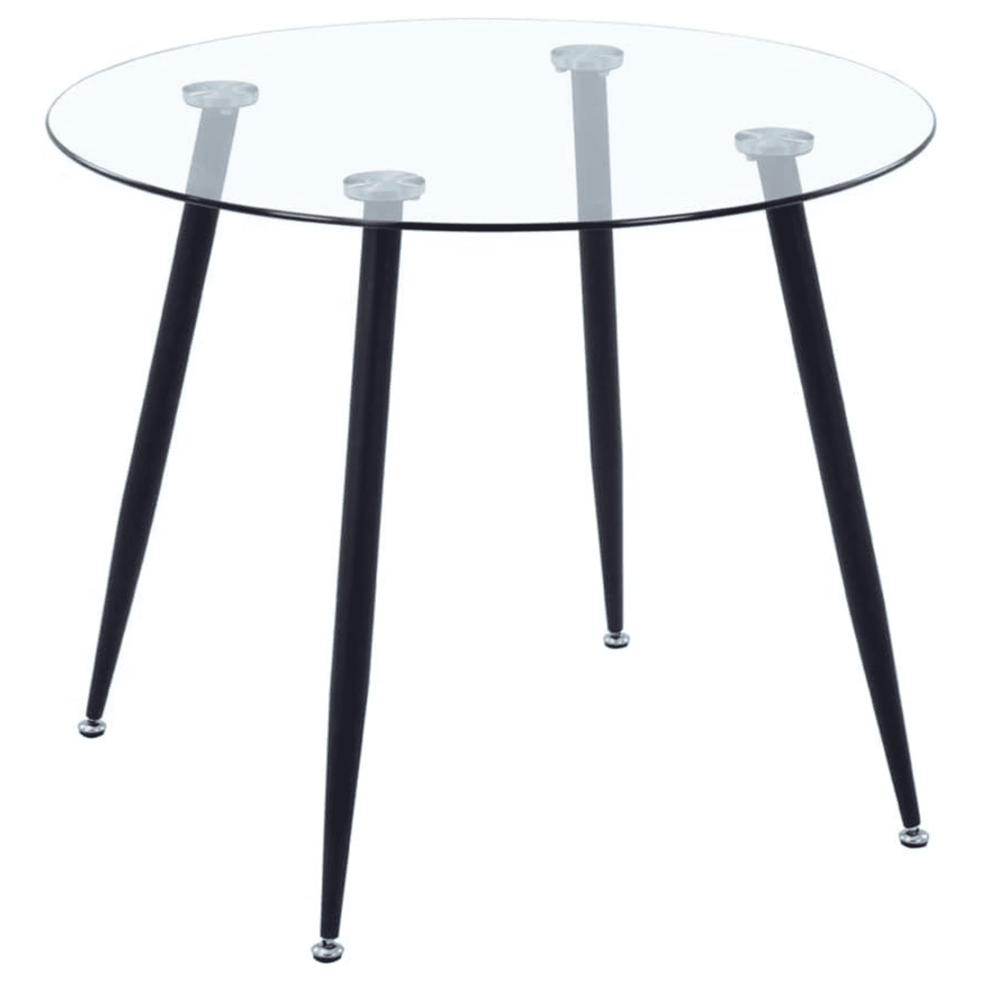 Habita2 Chile - Mesa Redonda Minimalista Negra De Vidrio 80cm - Estructura Black