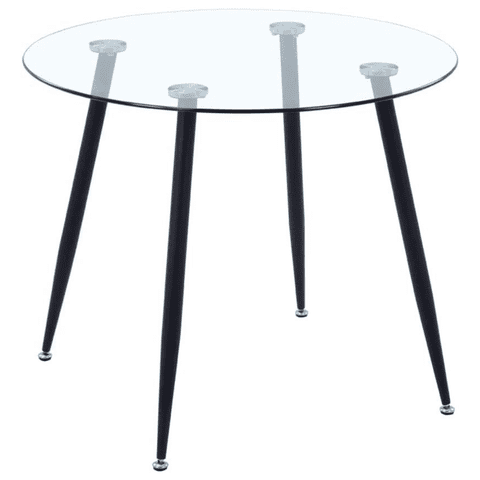 Habita2 Chile - Mesa Redonda Minimalista Negra De Vidrio 80Cm - Estructura Black