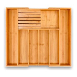 Venhoouse Organizador De Cubiertos Bambú Ajustable 7 Compart