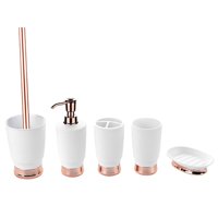 Magideal - 5X De Accesorios De , Taza De Boca De Soporte De Cepillo De Inodoro Jabonera Desinfectante Dispensador De Botellas Ho Blanco