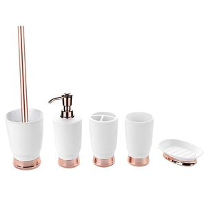 Magideal - 5X De Accesorios De , Taza De Boca De Soporte De Cepillo De Inodoro Jabonera Desinfectante Dispensador De Botellas Ho Blanco