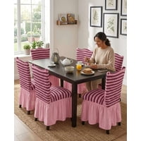 Mylhogar - Set De 6 Fundas Turkas Con Falda Para Sillas Con Diseño De Lineas