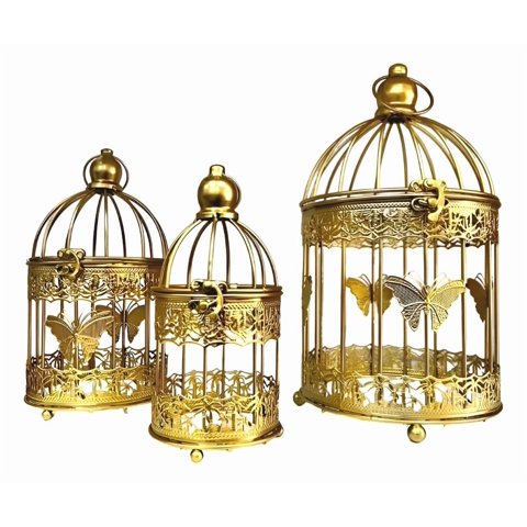 Genérico - Set Portavelas Forma Jaula Decoración Colgante Flores Jhn