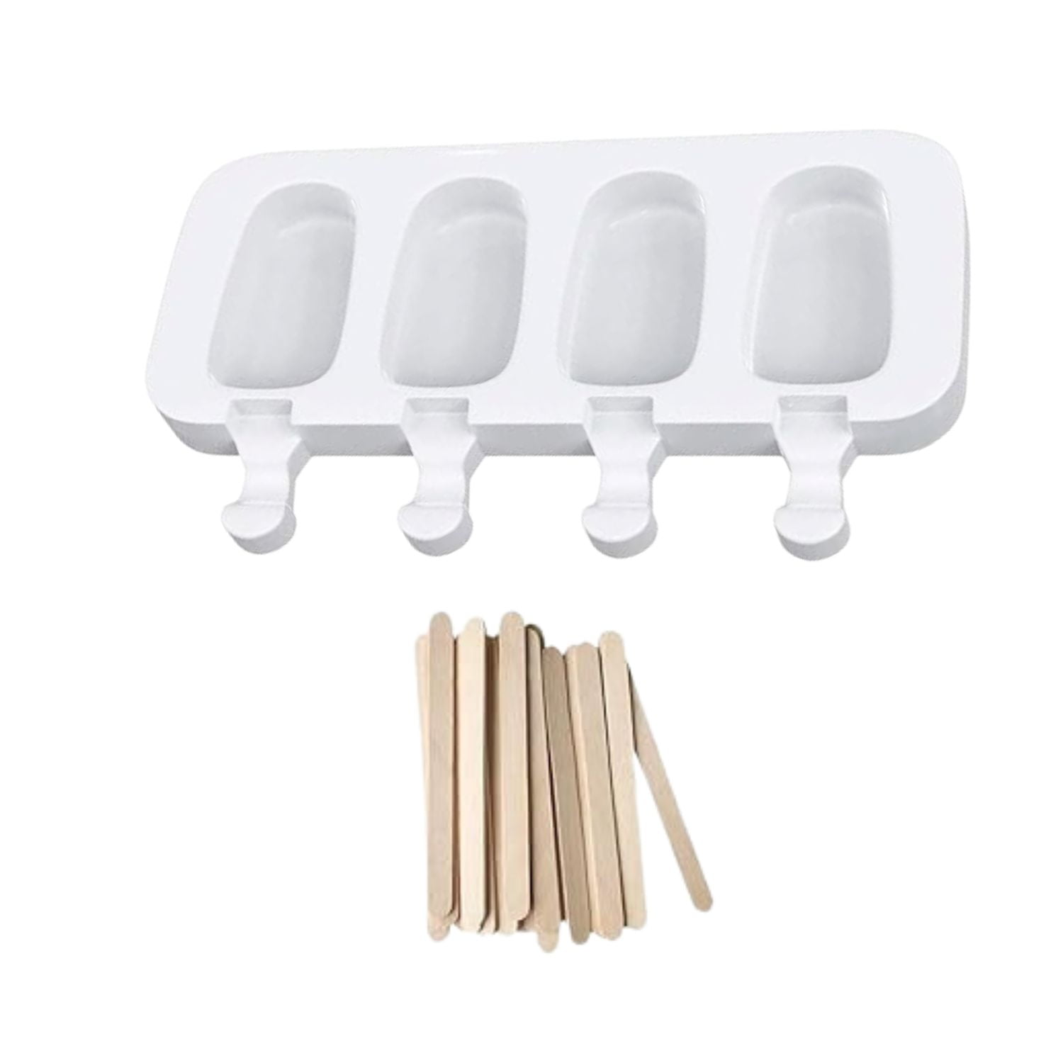 Disparo - Molde Para Helados 4 Cavidades Forma Paleta Blanco Silicona